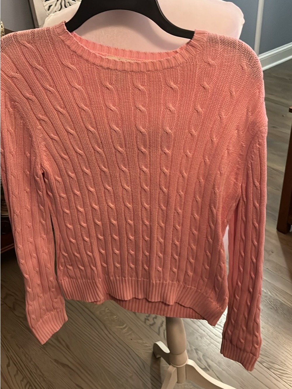 Brooks Brothers Pink Cable-Knit Crewneck Sweater